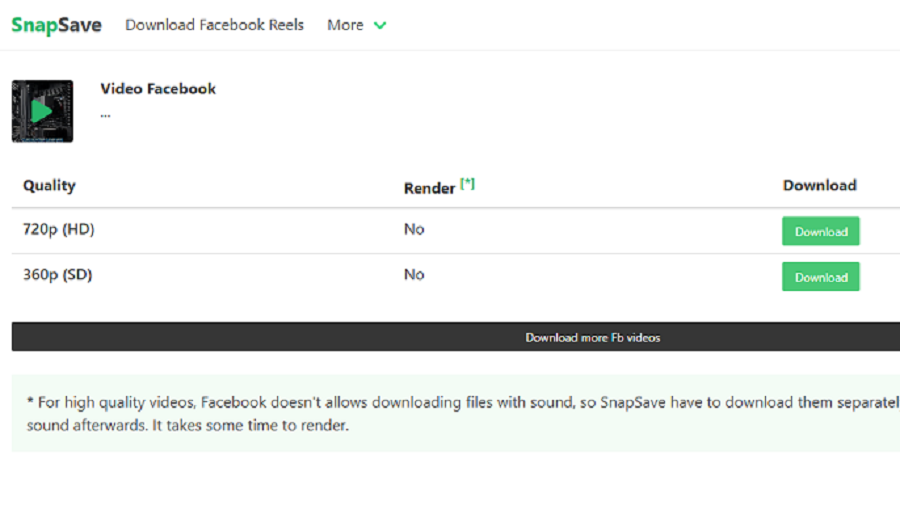 Chọn độ phân giải video để tải về